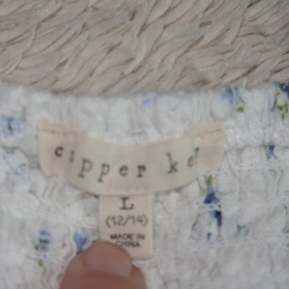 Girls Size Large 12/14 Copper Key Blue Floral Dress, Square Neck, Short Sleeves - Picture 4 of 4
